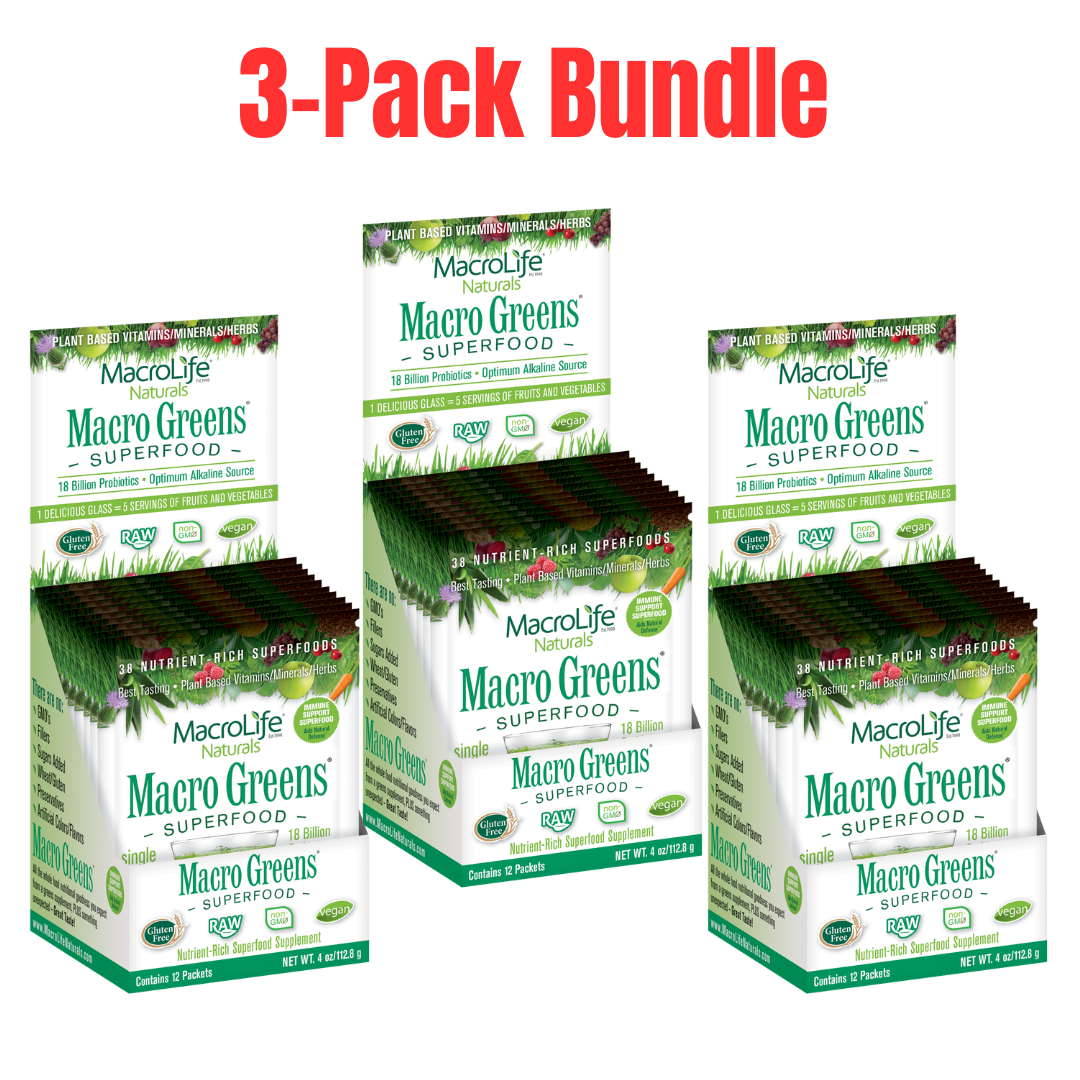 Macro Greens – 3 Pack (12-Serving Boxes) | 36 Servings Total